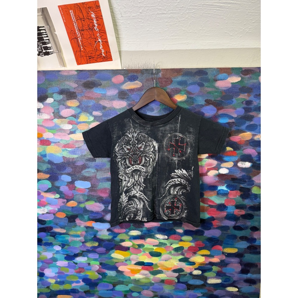 MMA Elite Kids Salvation Cross Graphic T-Shirt Black Size 4/5 Short Sleeve Tee